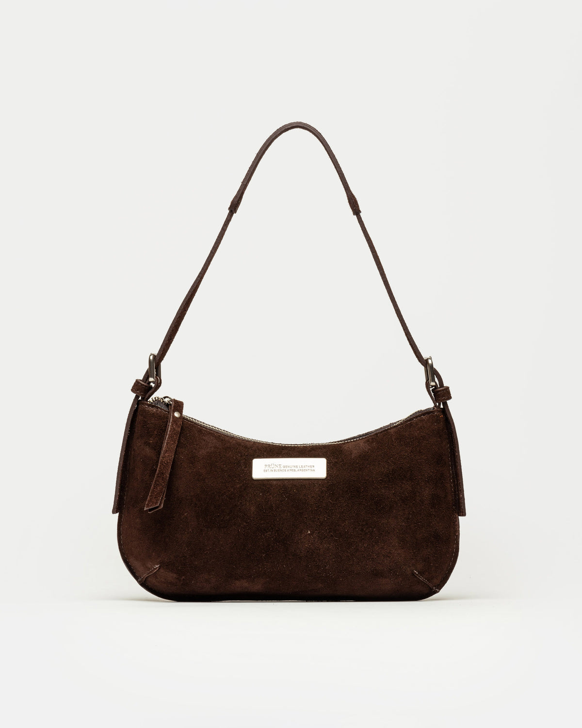 Cartera al hombro Mia en cuero gamuza