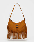 Cartera al hombro Western en efecto gamuza
