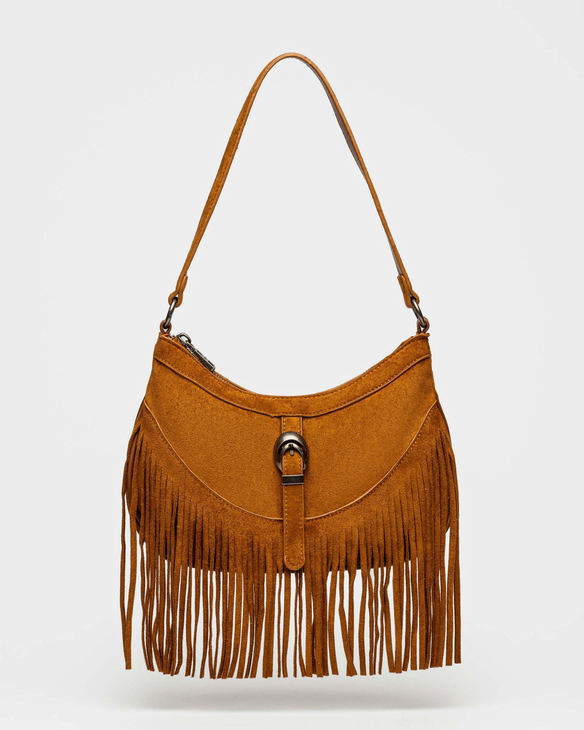 Cartera al hombro Western en efecto gamuza