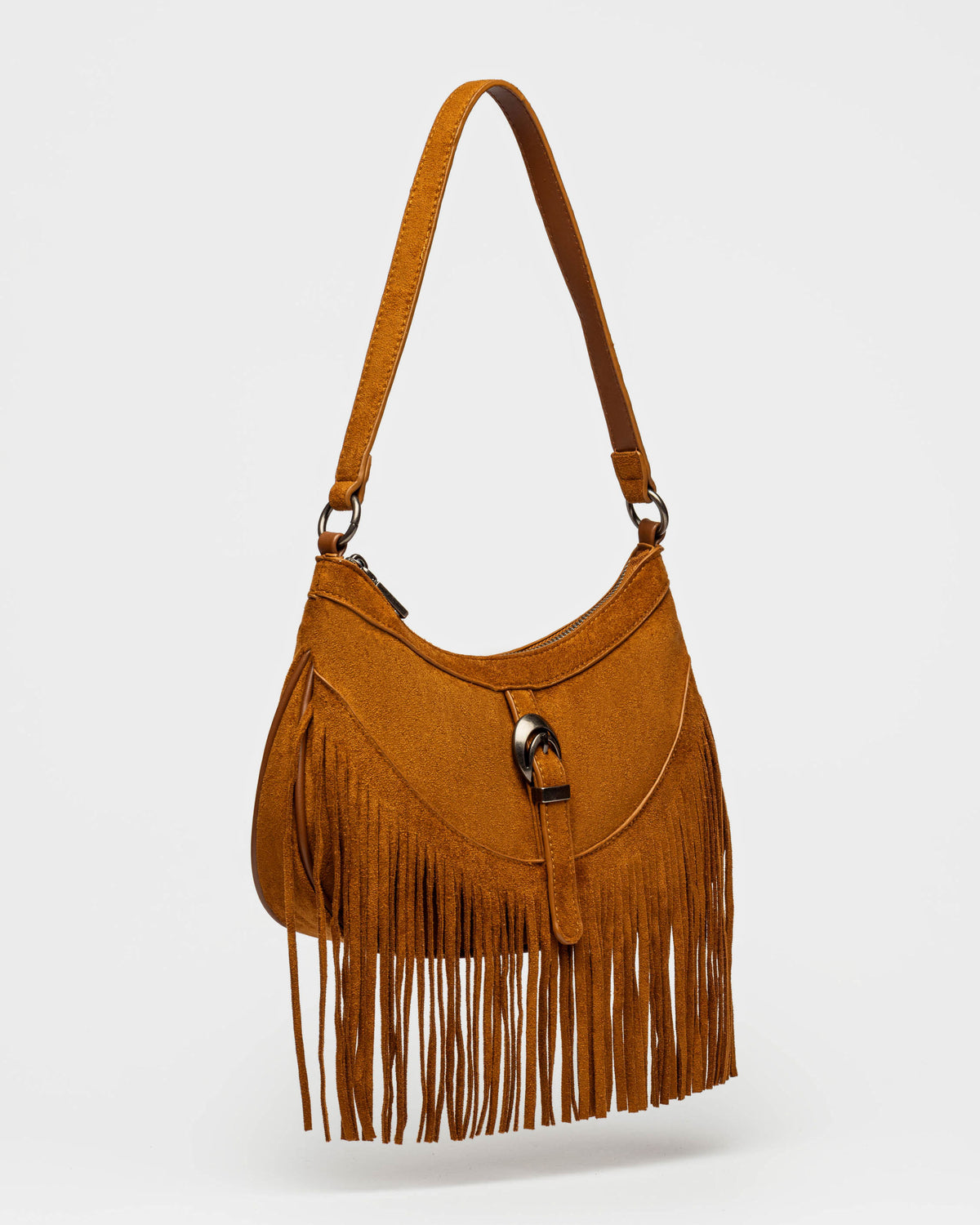 Cartera al hombro Western en efecto gamuza