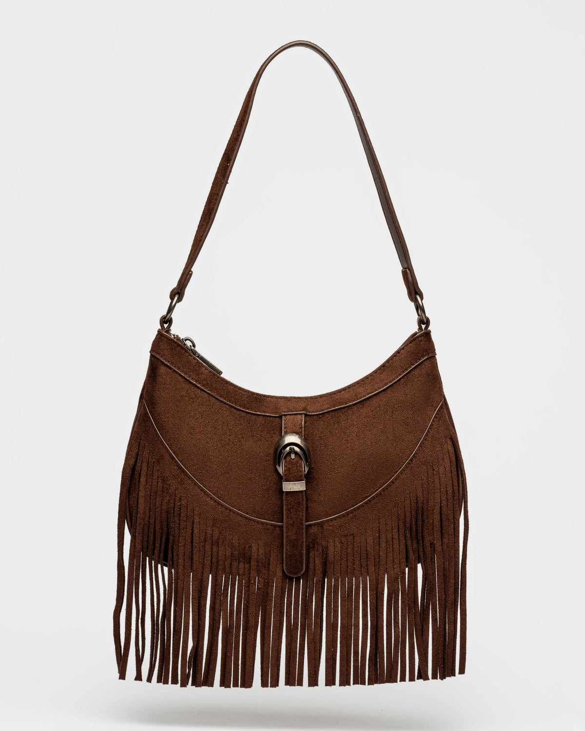 Cartera al hombro Western en efecto gamuza