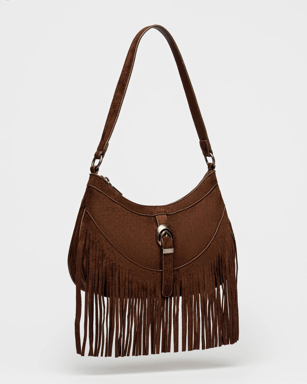 Cartera al hombro Western en efecto gamuza