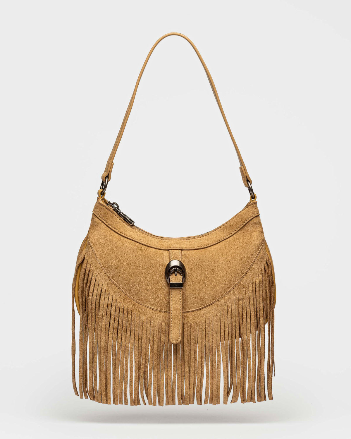 Cartera al hombro Western en efecto gamuza