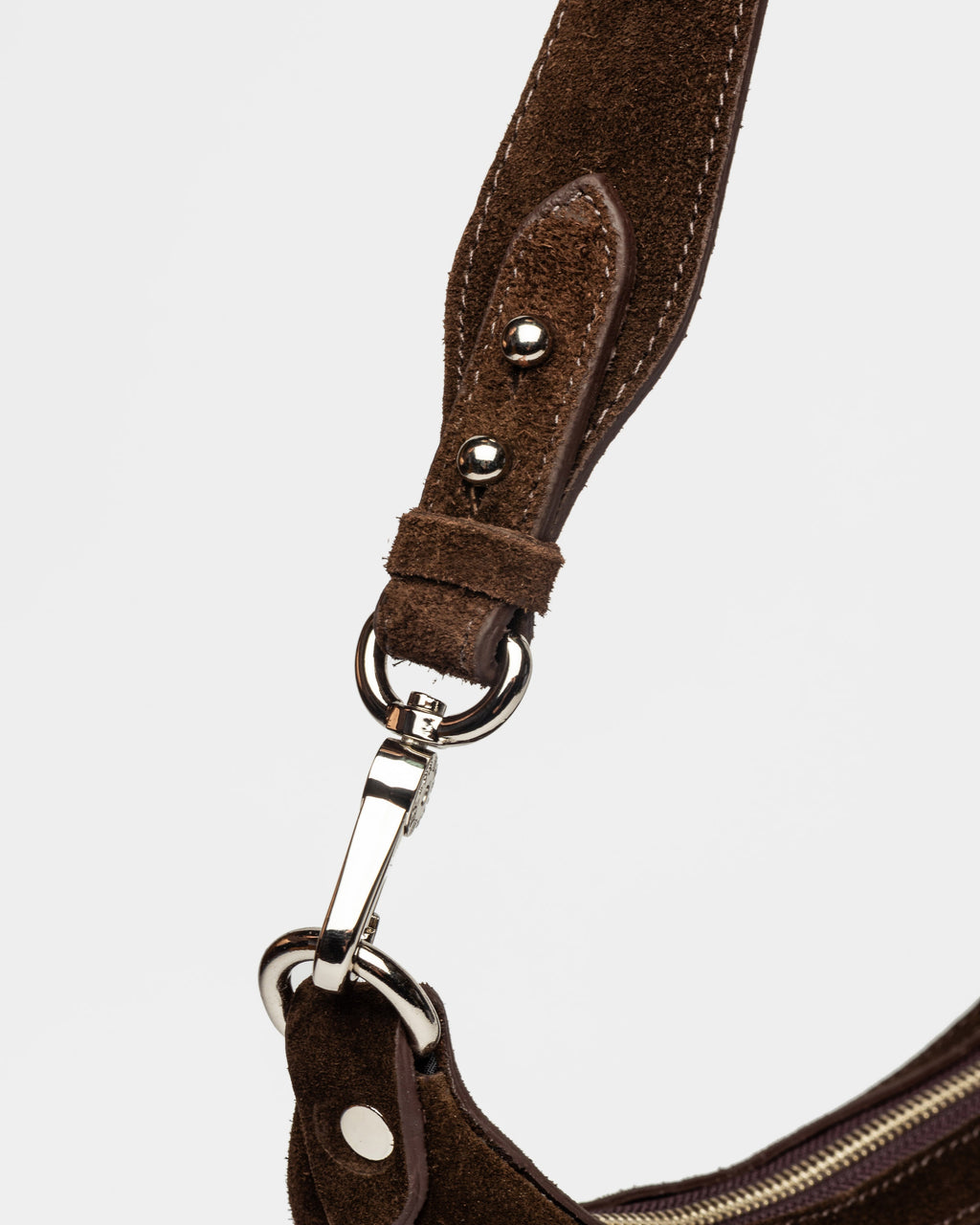 Cartera al hombro Luna en cuero gamuza