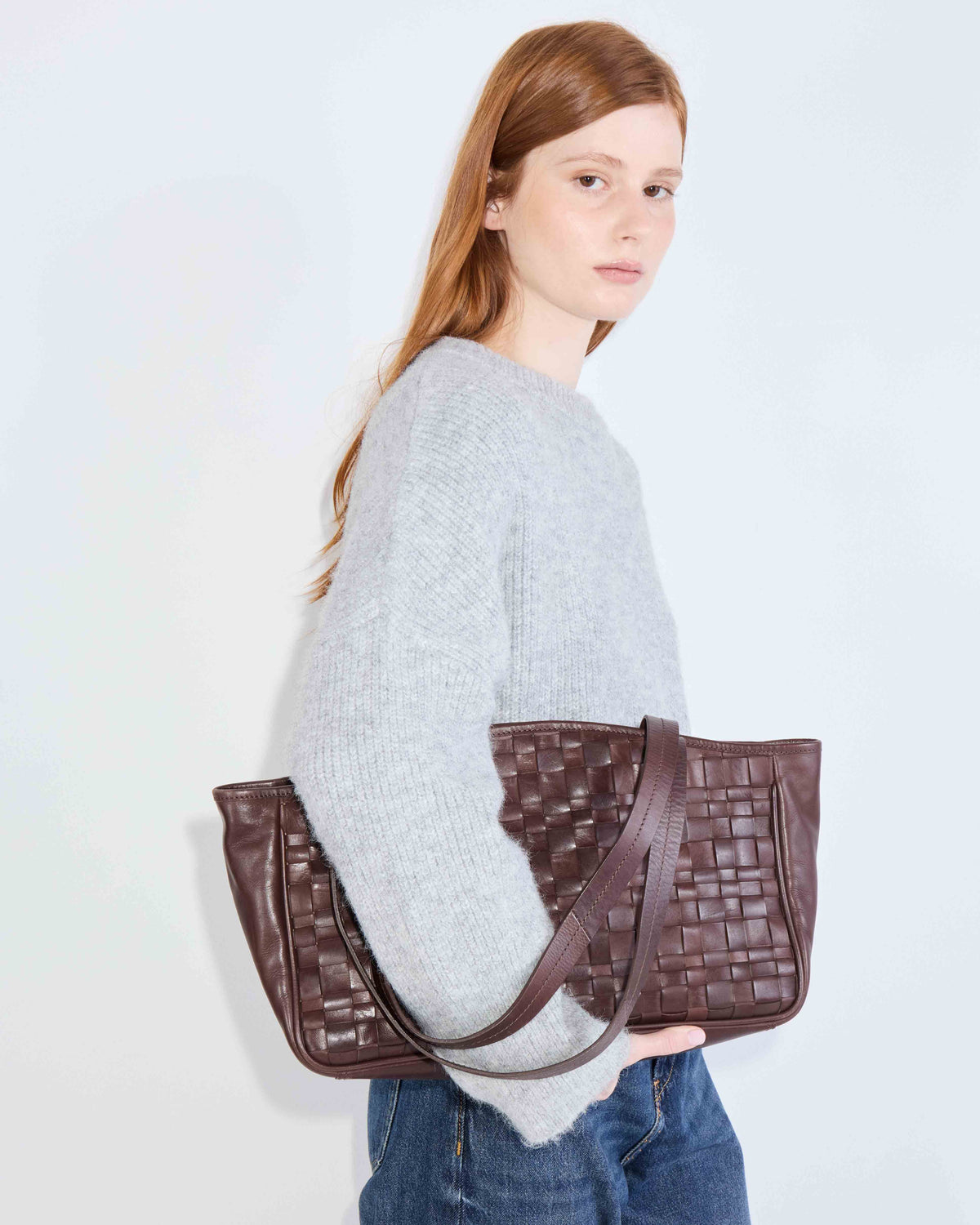 Bolso The Knit Bag en cuero graneado