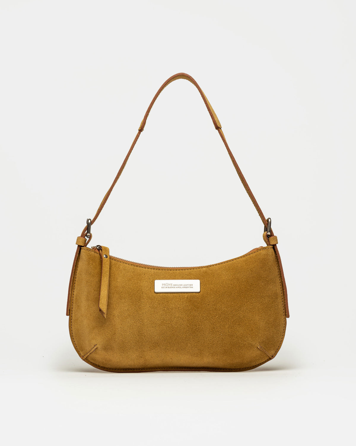 Cartera al hombro Mia en cuero gamuza