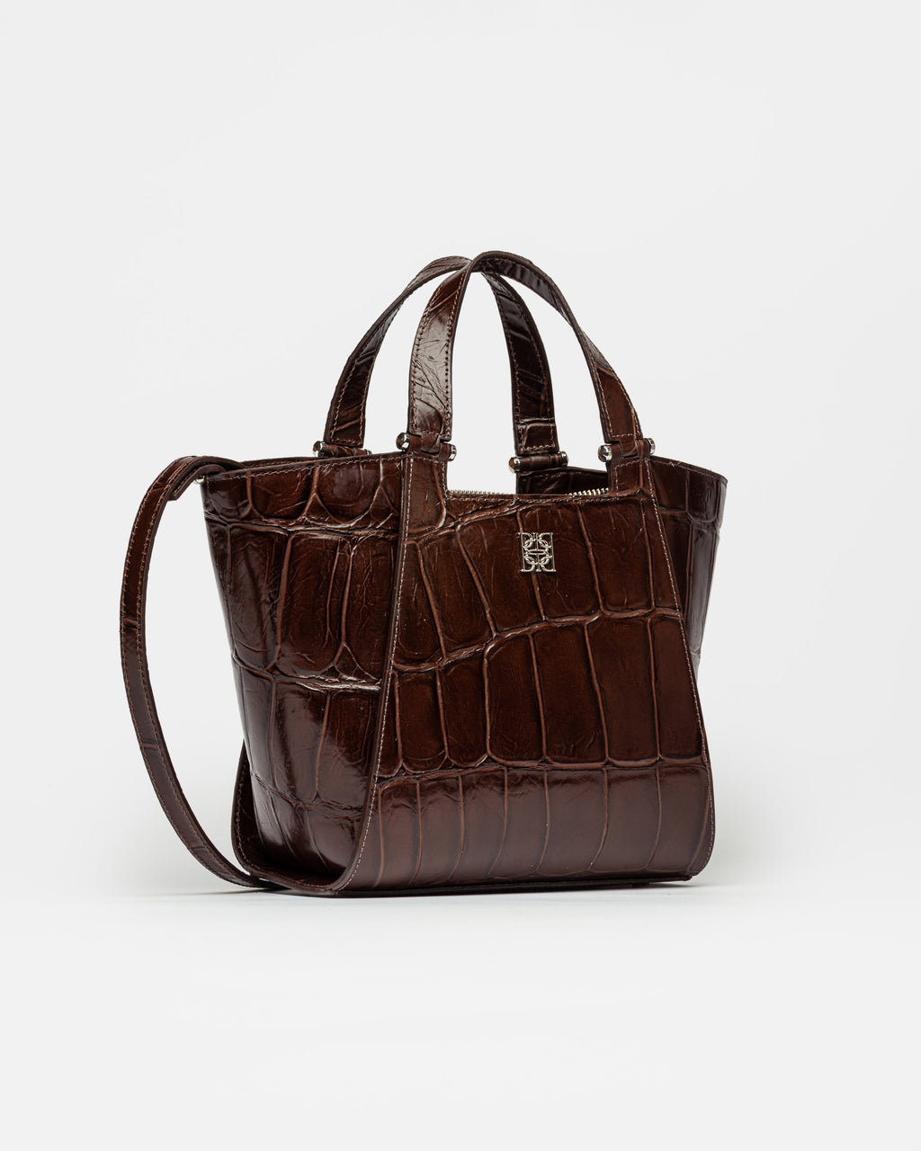 Cartera de mano Tess en cuero grabado big croco