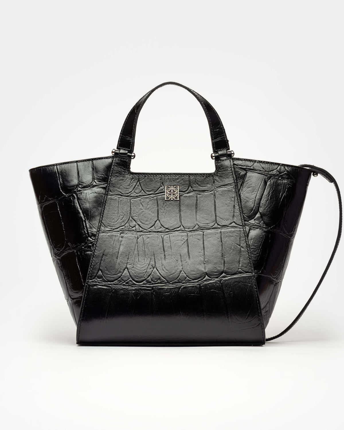 Cartera de mano Tess en cuero grabado big croco