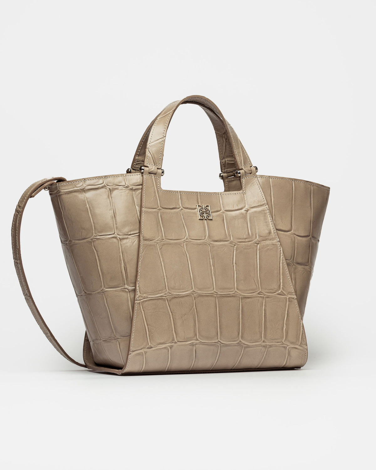 Cartera de mano Tess en cuero grabado big croco