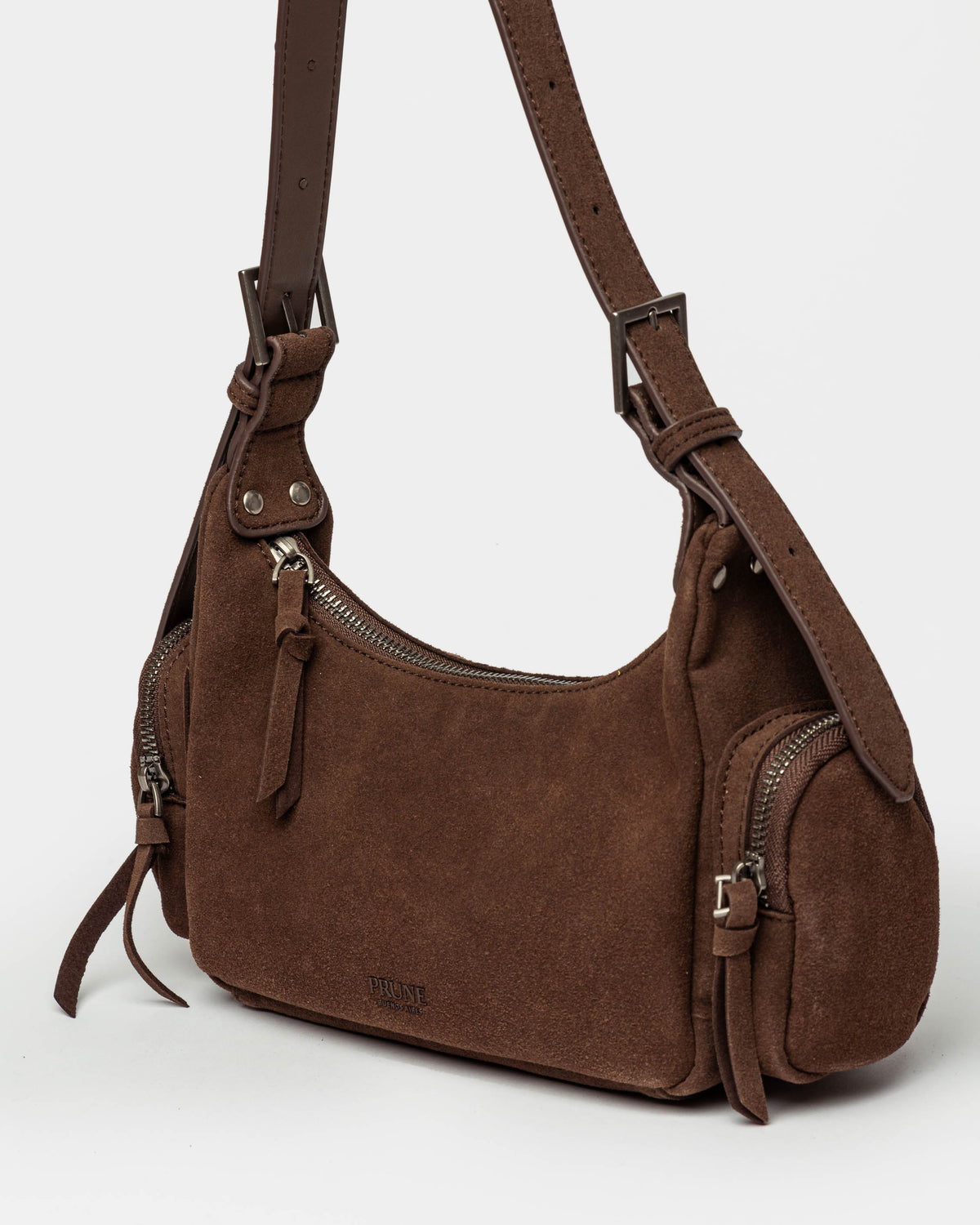 Cartera al hombro Sky en efecto gamuza